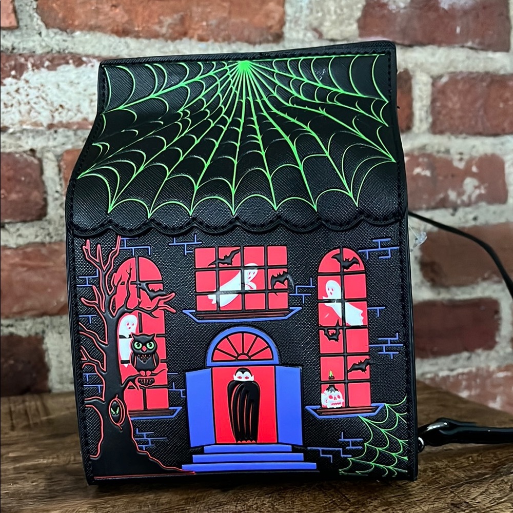 Haunted House Crossbody Bag - Black and Green